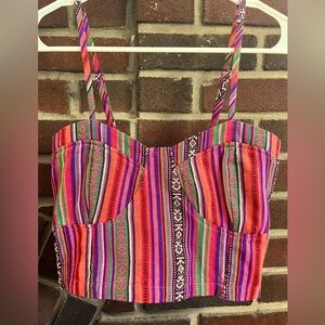 Multicolor Navajo Patterned Festival Crop Top/Bralette (M)